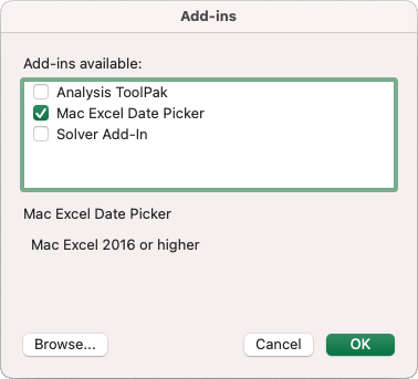load excel add ins on excel for mac